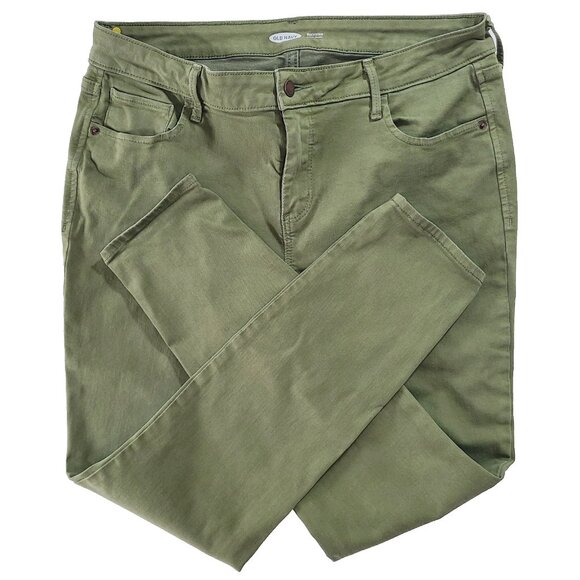 Old Navy Size 14 Rockstar Super Skinny Stretch Mid Rise Olive Green Denim Jeans - Picture 1 of 11